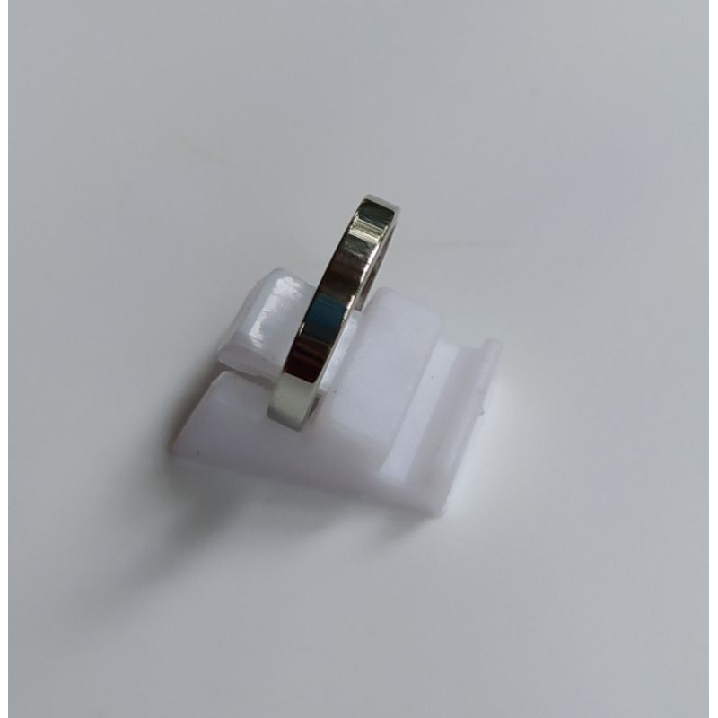 Cincin Titanium Unisex Polos Black Silver Bisa Tulis Nama-Silver 3mm