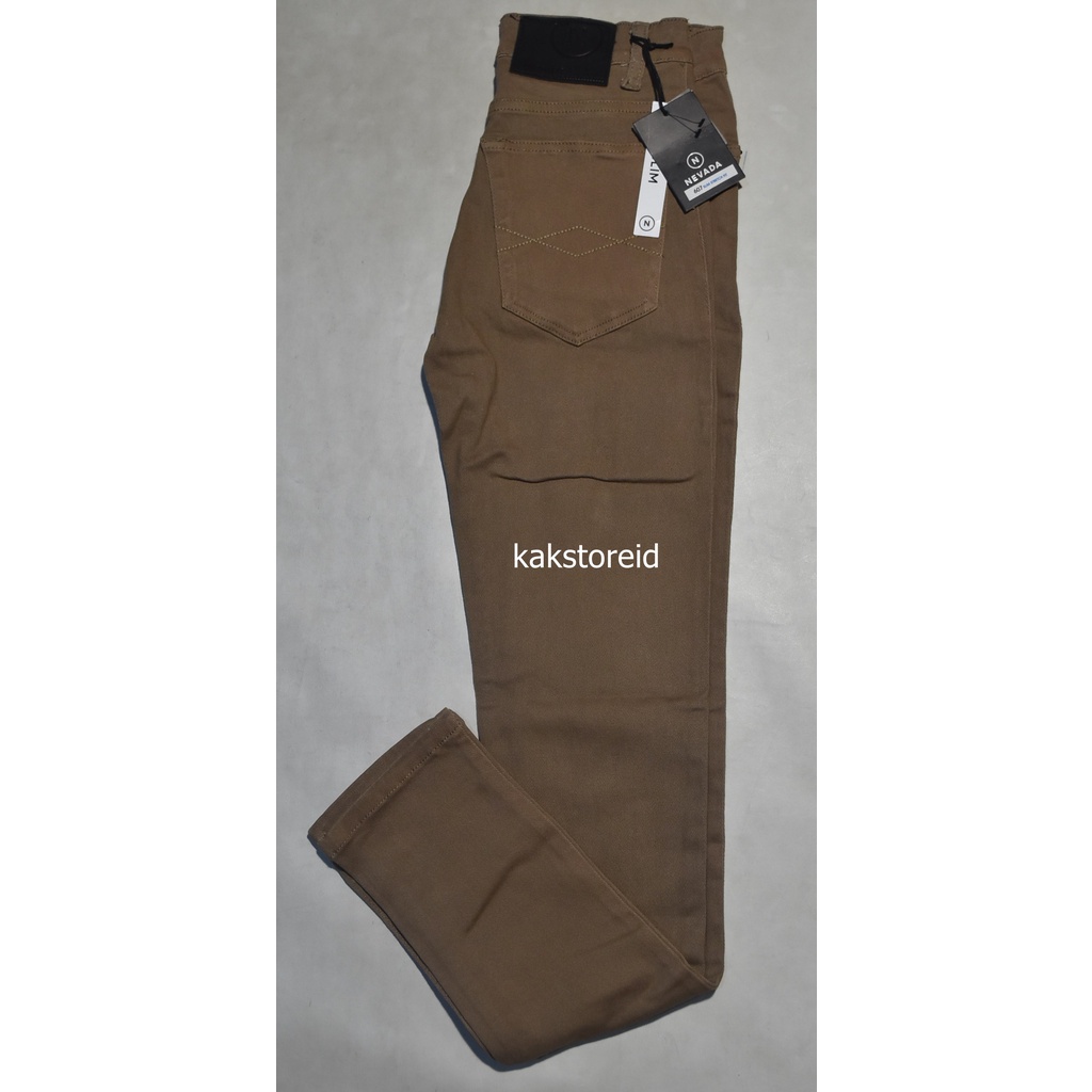 Celana Jeans Panjang Pria NEVADA Coklat  Slimfit KOT 30 ORIGINAL