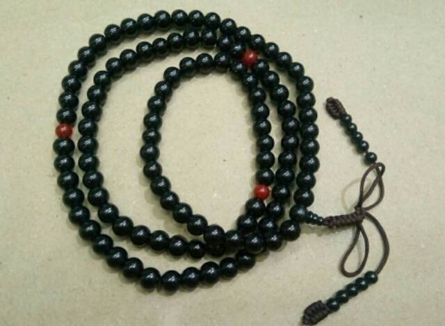 Tasbih Kalung Buddha Batu Onyx Hitam Import