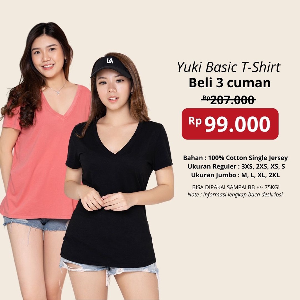 Hana Fashion - Yuki T-shirt Basic / Kaos Polos Wanita Oversize Jumbo - TS488