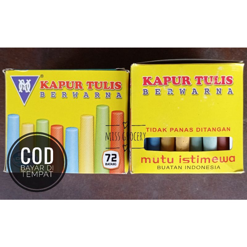 Kapur Papan Tulis Berwarna Original NMK isi 72 pcs Berkualitas Non Toxic Bebas Debu