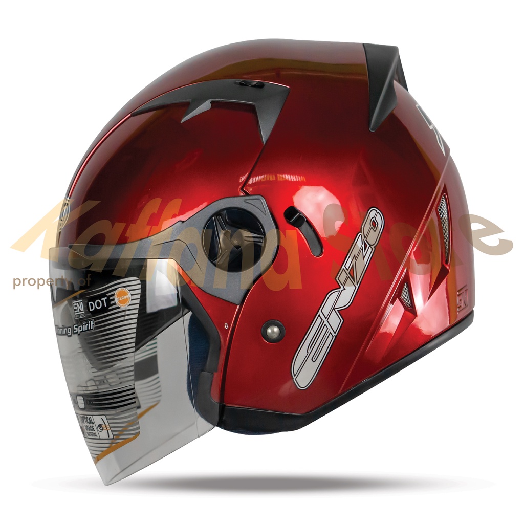 Helm INK Enzo Red Maroon Double Visor Original
