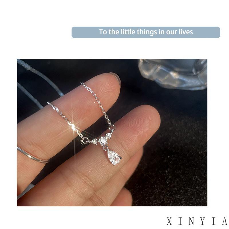 【Stok Ready-7days Tiba】Kalung Wanita Liontin Desain Tetesan Air Hias Berlian Gaya Mewah Untuk Hadiah Ulang Tahun Xia.id