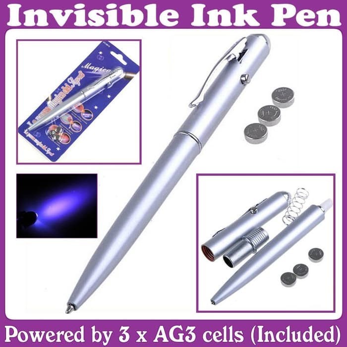 

2in1 Invisible Ink Pen + UV Light Pulpen Senter Ultraviolet Rahasia
