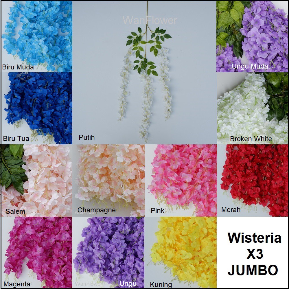 WANFlower Bunga Juntai Wisteria X3 Jumbo * ALL (perTangkai)