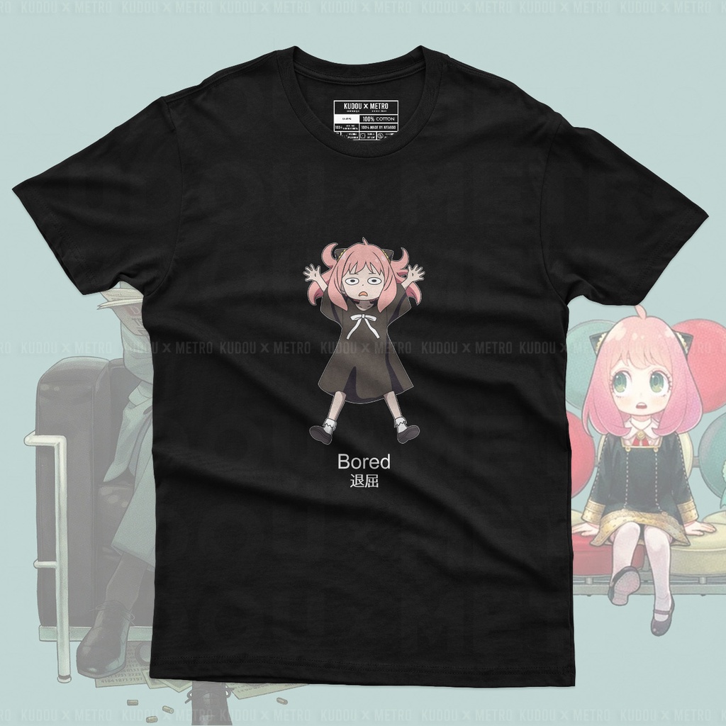 Tshirt Anya Bored Black Anime Manga Spy X Family Unisex Premium
