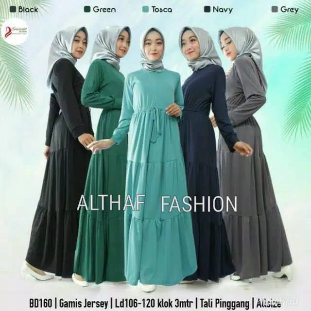 Gamis jersey susun canda serut(tali aktiv sampai belakang )