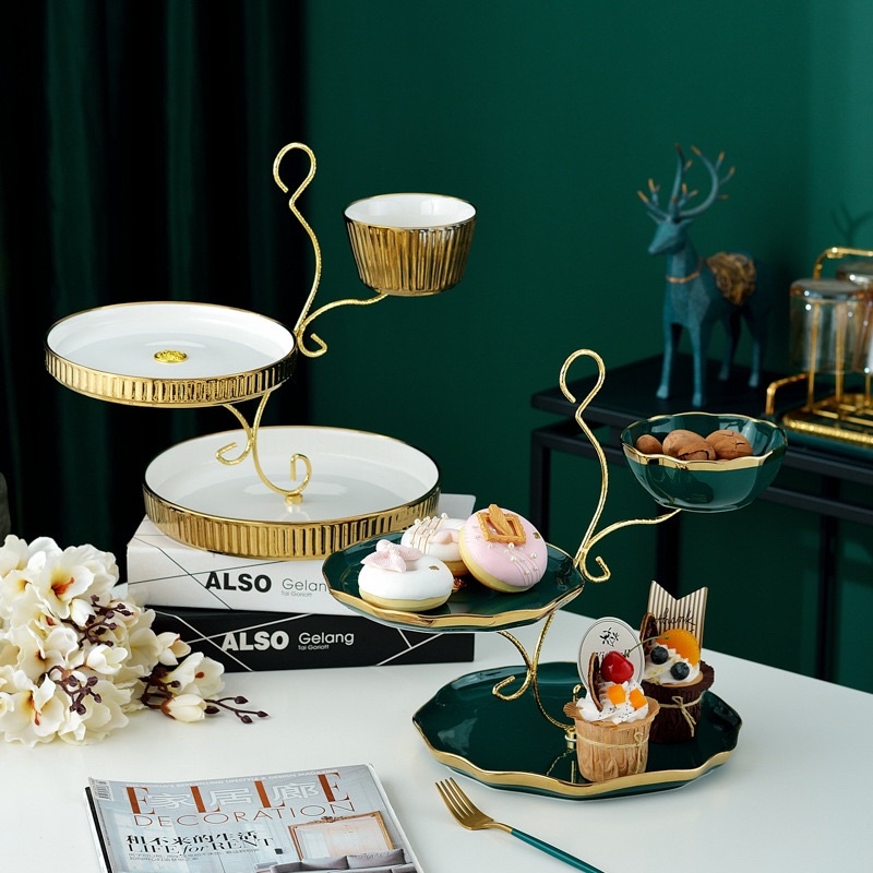 Tier Ceramic Cake Stand ,Nampan Kue Susun Tingkat ,Wadah Saji Kue 3 Tingkat