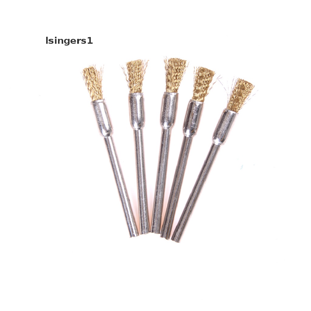 (lsingers1) 5pcs / Set Mata Bor Brush Kawat Kuningan Shank 3mm X 5mm Untuk Poles / Pembersih