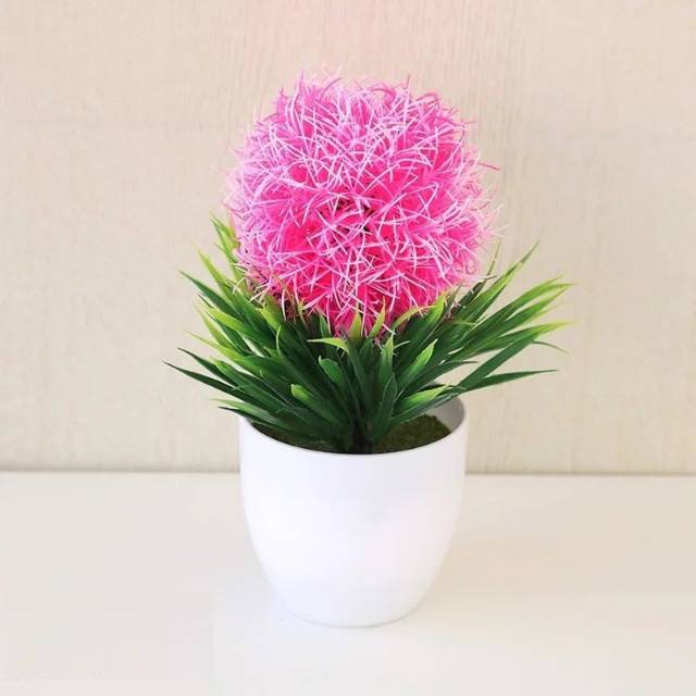 Bundara.id Pr-635  ( Size 25x16 ) Bunga hias + pot cantik bonsai bulat import