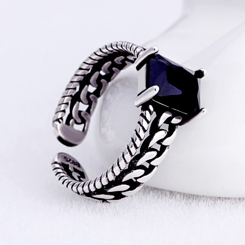 Cincin Sterling Silver 925 Model Rantai Lilit Gaya Vintage Thailand Adjustable Untuk Wanita