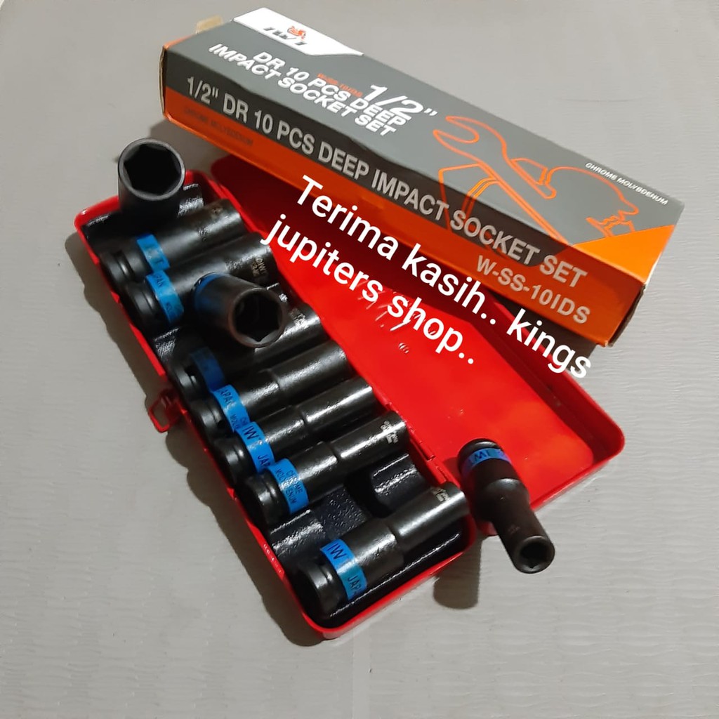 MATA SOK IMPACT PANJANG SET IWT 10mm sd 24mm 1/2 6pt KUNCI SOK IMPACK SET PANJANG mata sok impact
