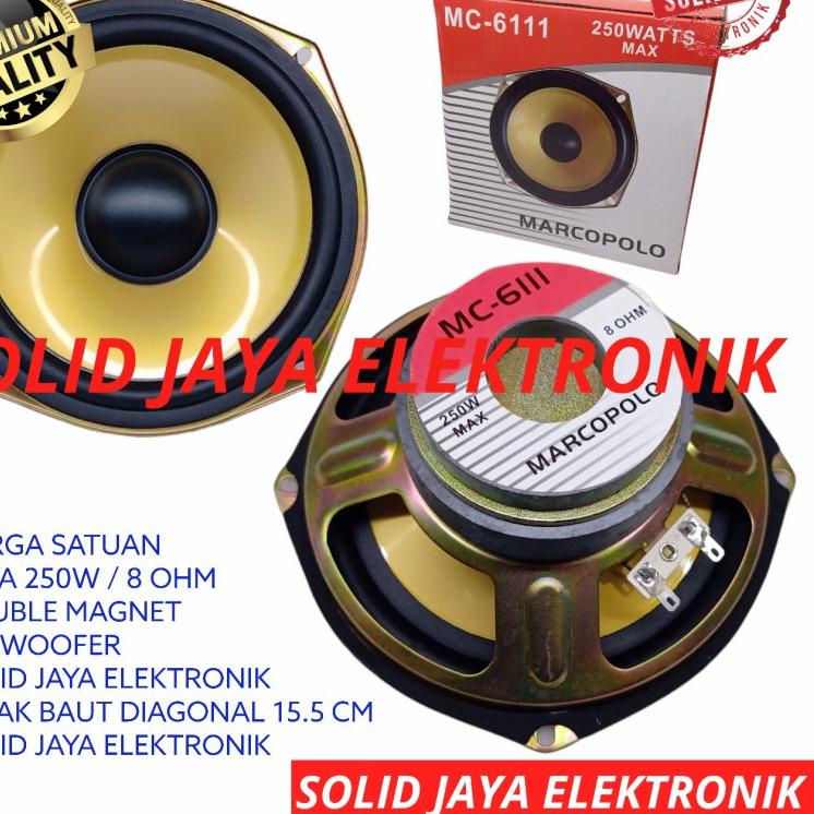 SPEAKER 6 INC SUBWOOFER MARCOPOLO MC-6111 MC6111 SUB DOUBLE MAGNET SUBWOFER VOKAL MC 6111 INCH IN 6I