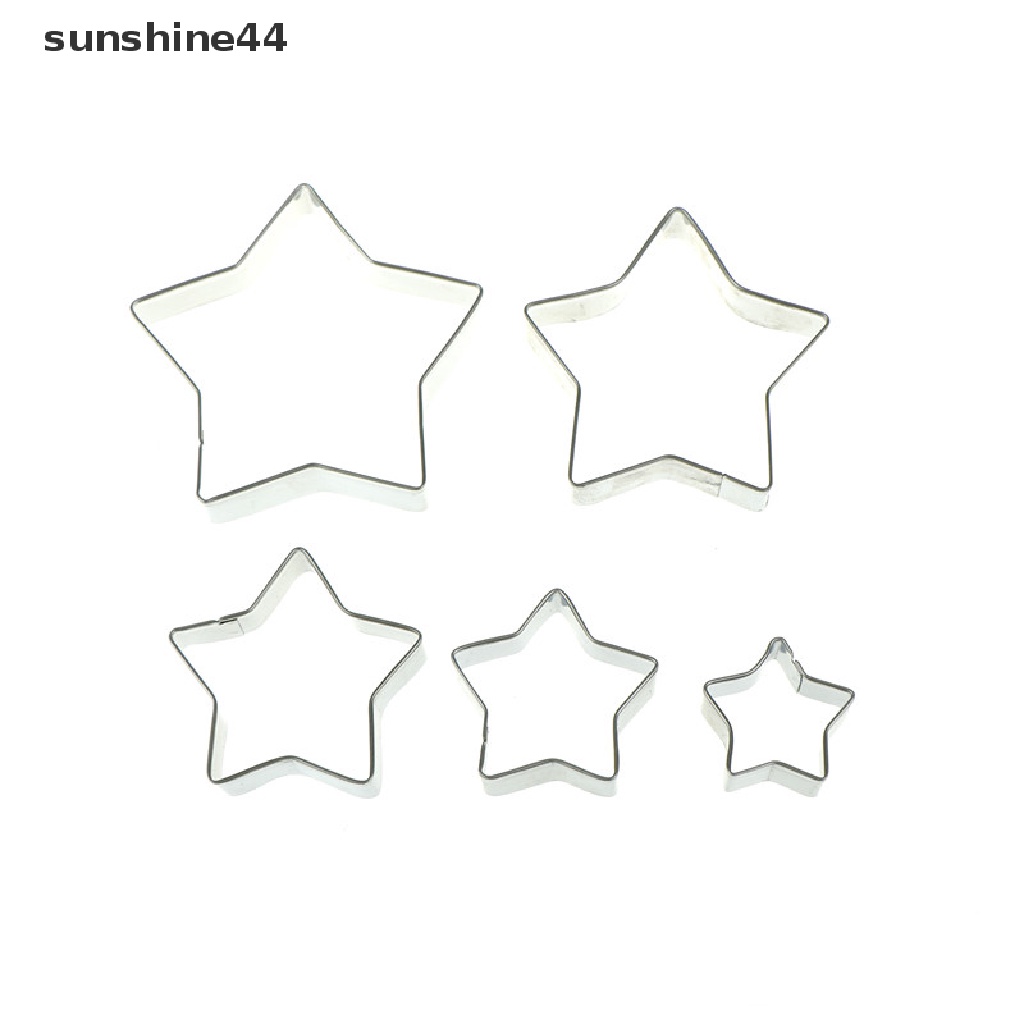 Sunshine 5pcs Cetakan Pemotong Kue / Biskuit diy Bentuk Bintang Bahan stainless steel