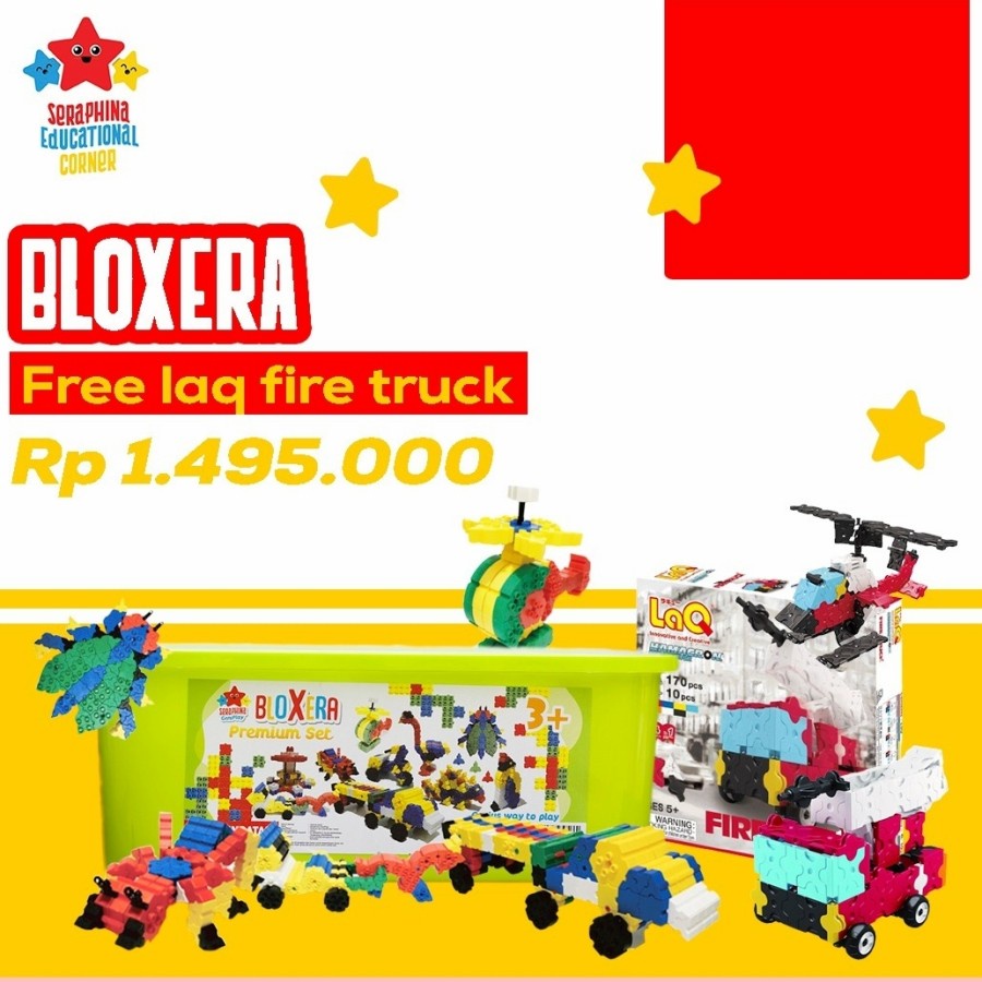 Seraphina Mainan Merakit Bloxera Bricks Free LaQ Fire Engine Edukatif Kreatif