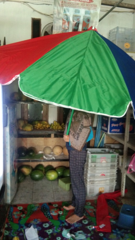 Payung Tenda Pantai 220cm Pelangi Double (2 Lapis/ 2 Layer/  2 Helai) Anti-uv.