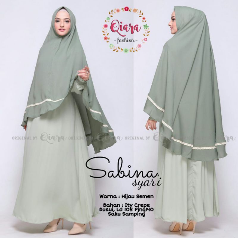 Gamis Sabina Syari Gamis Jumbo Polos Set Khimar Busui
