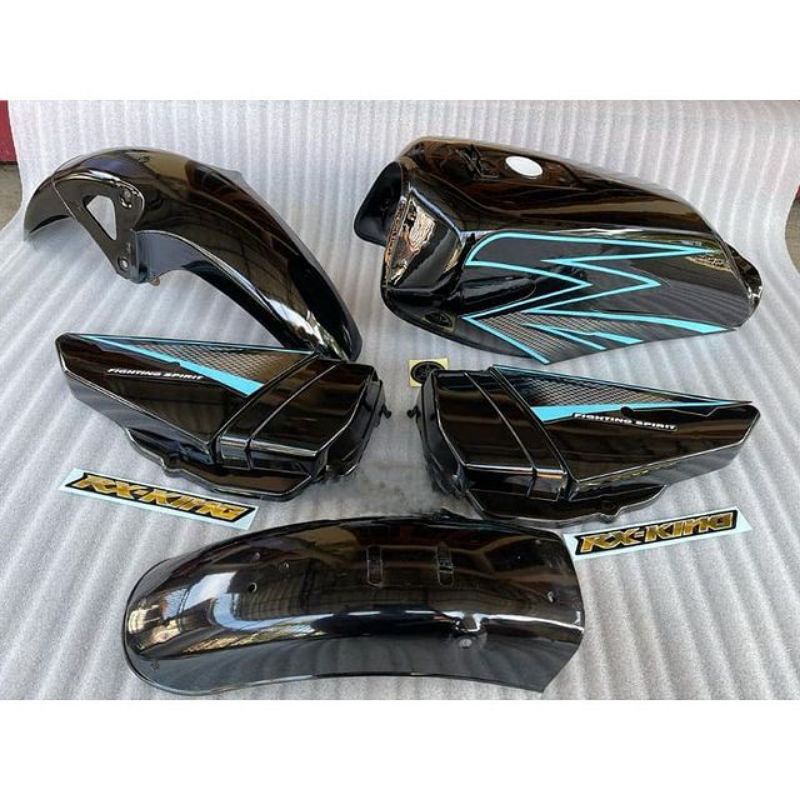 Cover body Yamaha Rx King tahun 2003 striping custom warna biru