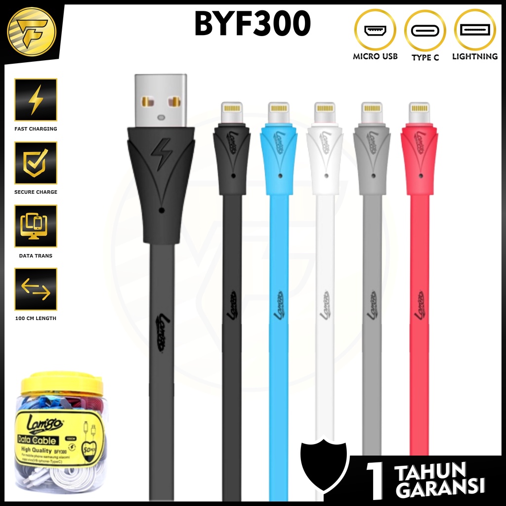 Kabel data BYF-300 Fast Charging Lightning Type C Micro USB kabel cas casan HP original