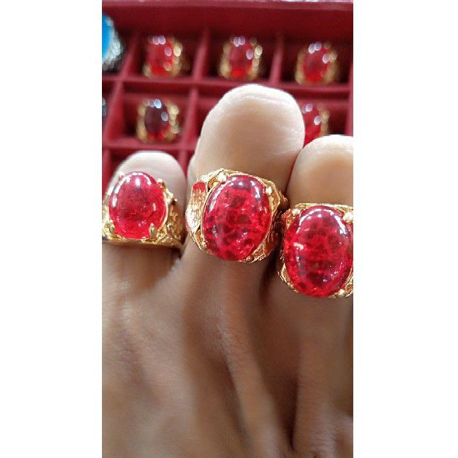 Batu cincin merah siam opal pecah seribu