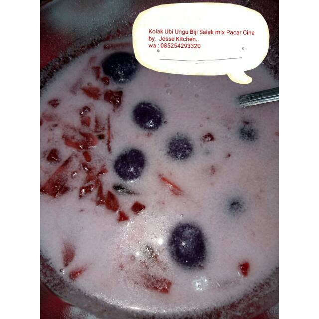 

Kolak biji salak ubi ungu mix pacar cina.