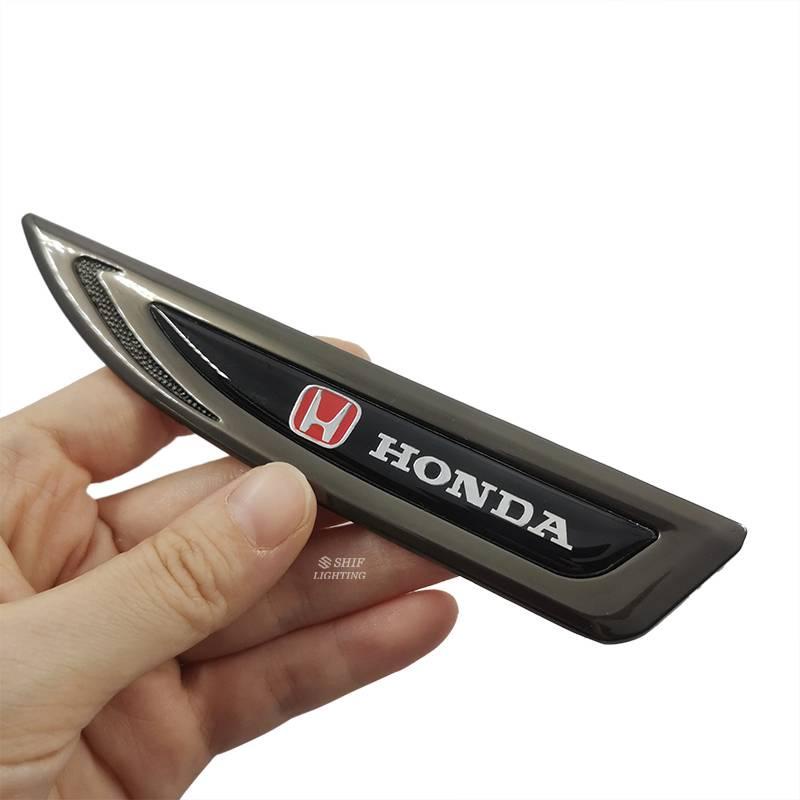 2pcs Stiker Emblem Logo Honda Bahan Metal Untuk Fender Samping Mobil Honda