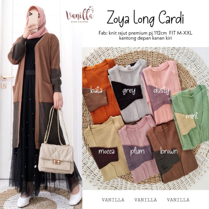 zoya long cardy cardigan outer rajut ori vanila