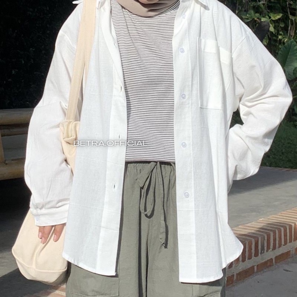 Kemeja Wanita Linen Oversize Olivia Linen Shirt Oversize