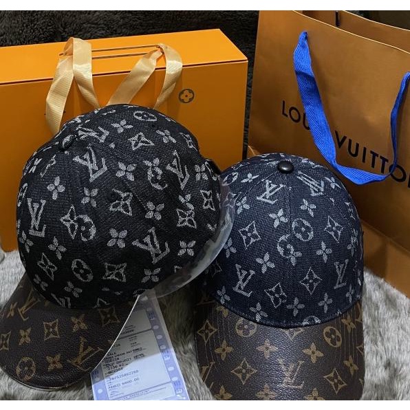 Topi Lv Louis Vuitton Monogram Denim Leather