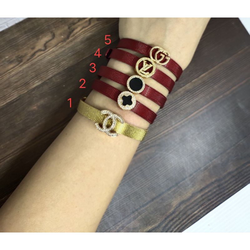 Fifi Fashion Gelang Titanium dan Liontin Model Perhiasan Lapis emas 12#