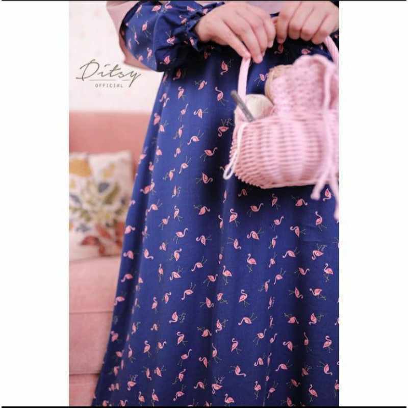 Ditsy Flamingo Navy M
