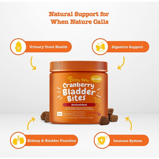 Zesty Paws Cranberry Bladder Bites ll supplement anjing