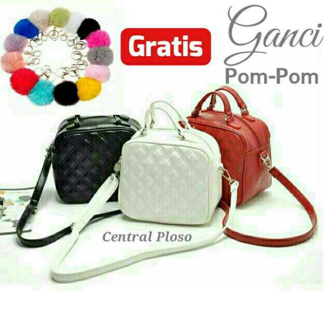 SLING BAG  Gratis Pom Pom Slinga Bag SQUARE TAS selempang