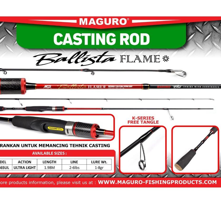 ❤[PROMO MURAH]❤ Joran Maguro Ballista Flame MBFS 198 210 cm 662 702 UL 2-6 Lbs Ultra Light Casting O