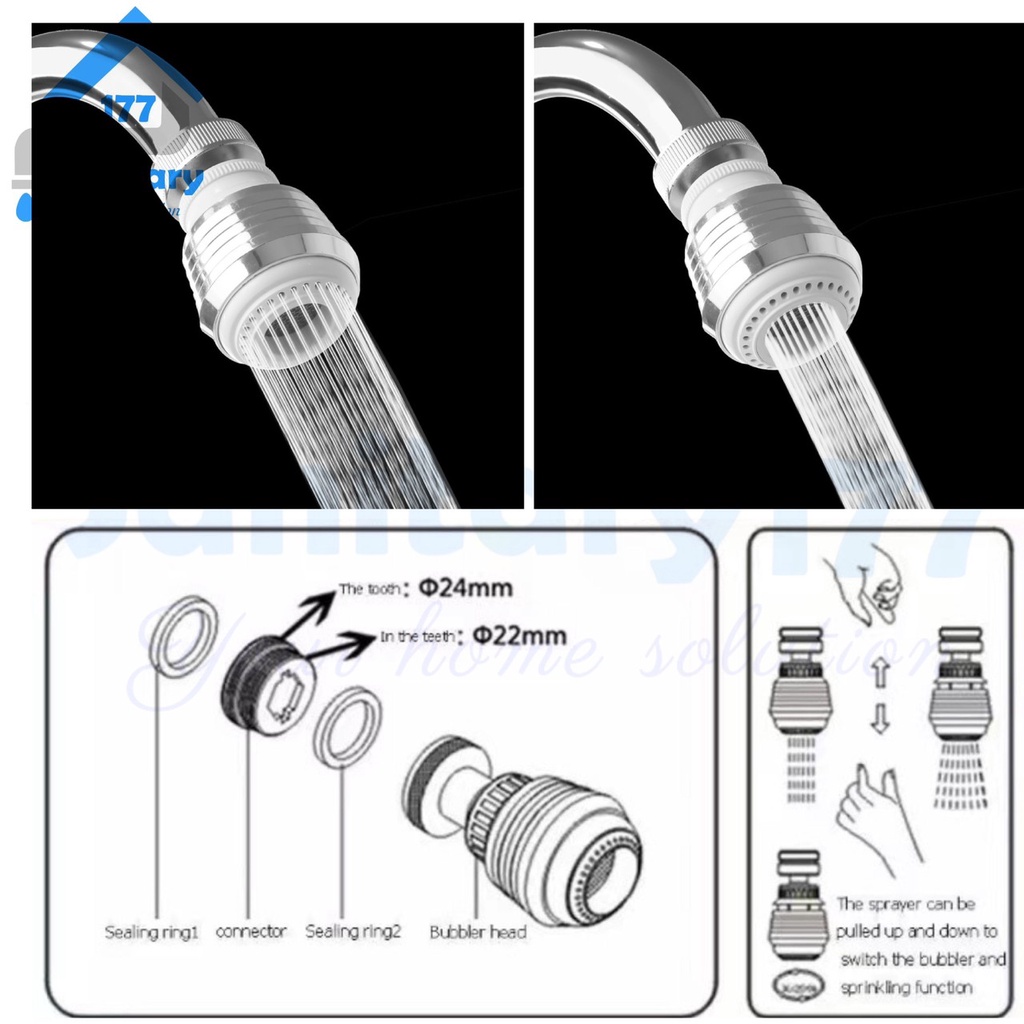 Sambungan mini shower KEPALA kran sink 2in1 Y4A-Filter saringan cuci piring putar 360 model shower 2 in 1 hemat air head faucet conector aerator mini shower /F35B