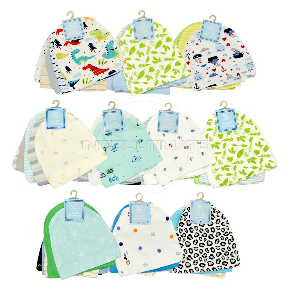 Topi Kupluk Bayi 5in1 100% COTTON BH-96A Topi Bayi isi 5 Pcs Baby Hat New Born Pelindung Kepala Bayi