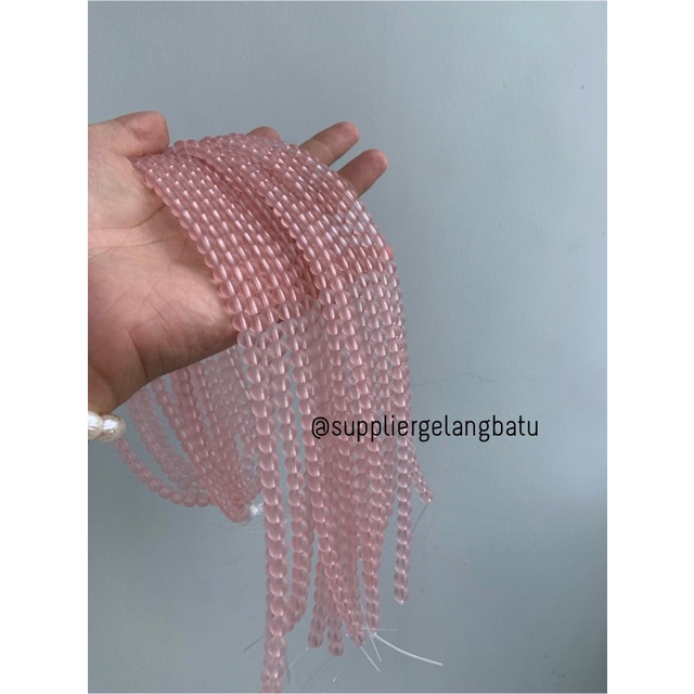 batu kristal ROSE QUARTZ DOFF 6mm pink kuarsa crystal stone healing