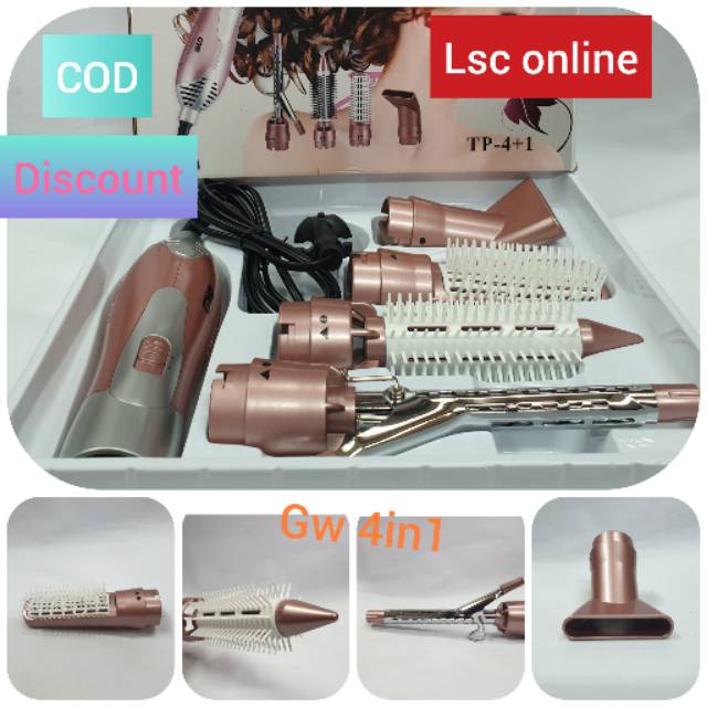 Hair drayer sisir brush 4in1 Hairdryer murah buat curly keriting dan lurus