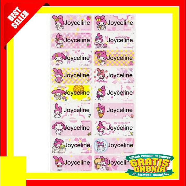 

STICKER NAMA WATERPROOF MY MELODY TERMURAH!!!