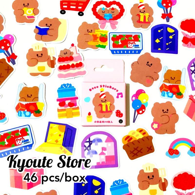 

46 pcs Sticker Dekorasi Cute Animal Bear Love Live Scrapbook DIY Bujo Planner Journal Diary