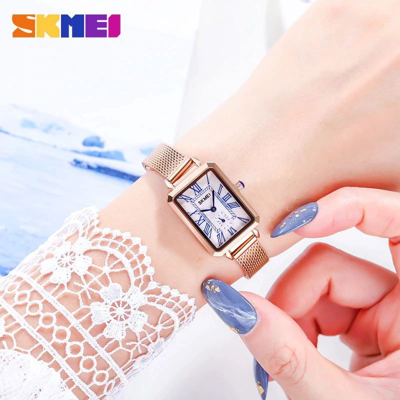 SKMEI 1764 Jam Tangan Wanita Analog Tali Stainless Kulit WATCHKITE WKOS