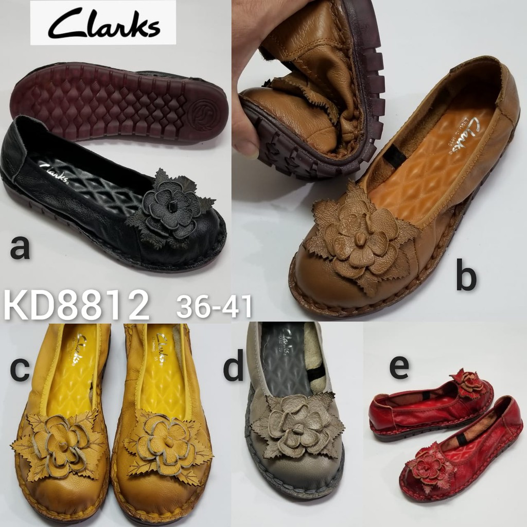 Clarks Evodia Genuine Leather Sepatu Flat Wanita