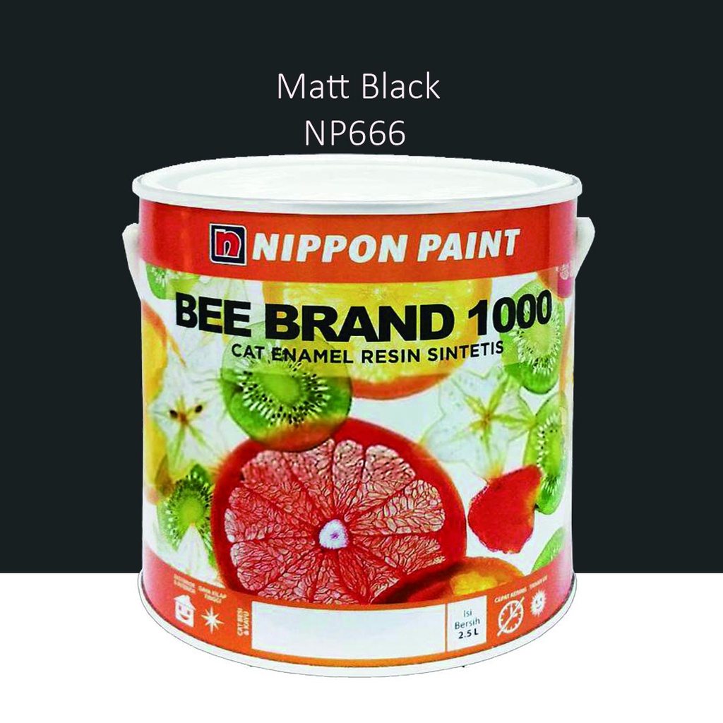 Cat Kayu Besi BEE BRAND 1000 Nippon Paint 0.9 Lt - Matt Black NP666