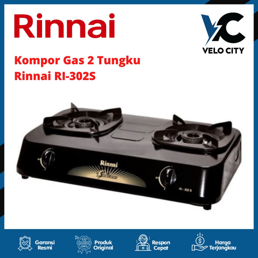 Rinnai Kompor Gas 2 Tungku 60 cm (RI302S) -Garansi Resmi 1 Tahun