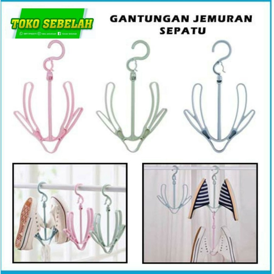 Bahan Kuat Gantungan Jemuran Sepatu Sandal Hanger Pengering Shoes Kaos Kaki Tas Slop Alat Gantung