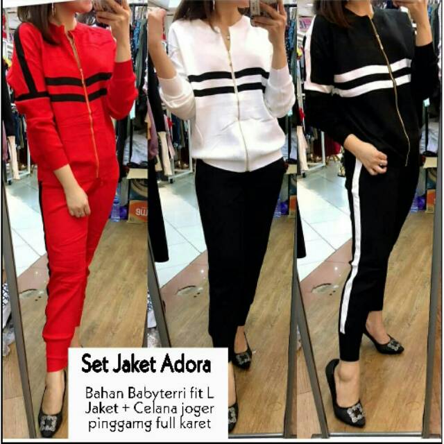 MS SET JAKET ADORA JAKET STELAN TRAINING WANITA