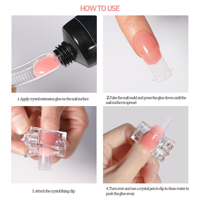 5pcs Klip Penjepit Kuku Extension Bahan Plastik Akrilik Transparan Untuk Nail Art