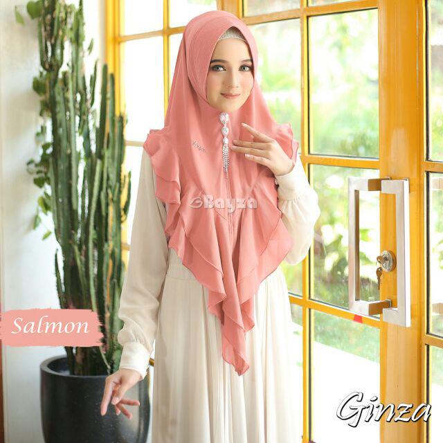 Jilbab Khimar Ginza ORIGINAL Bayza Hijab Sayra Group-Salmon