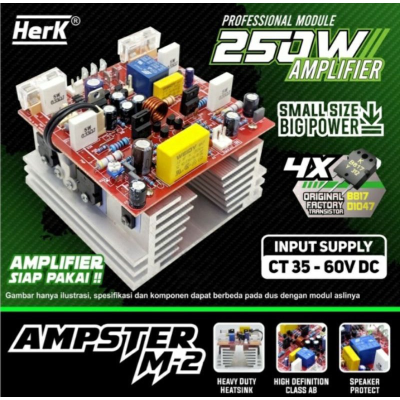 Power Amplifier Ampster M2 250W plus Speaker Protector OCP siap pakai