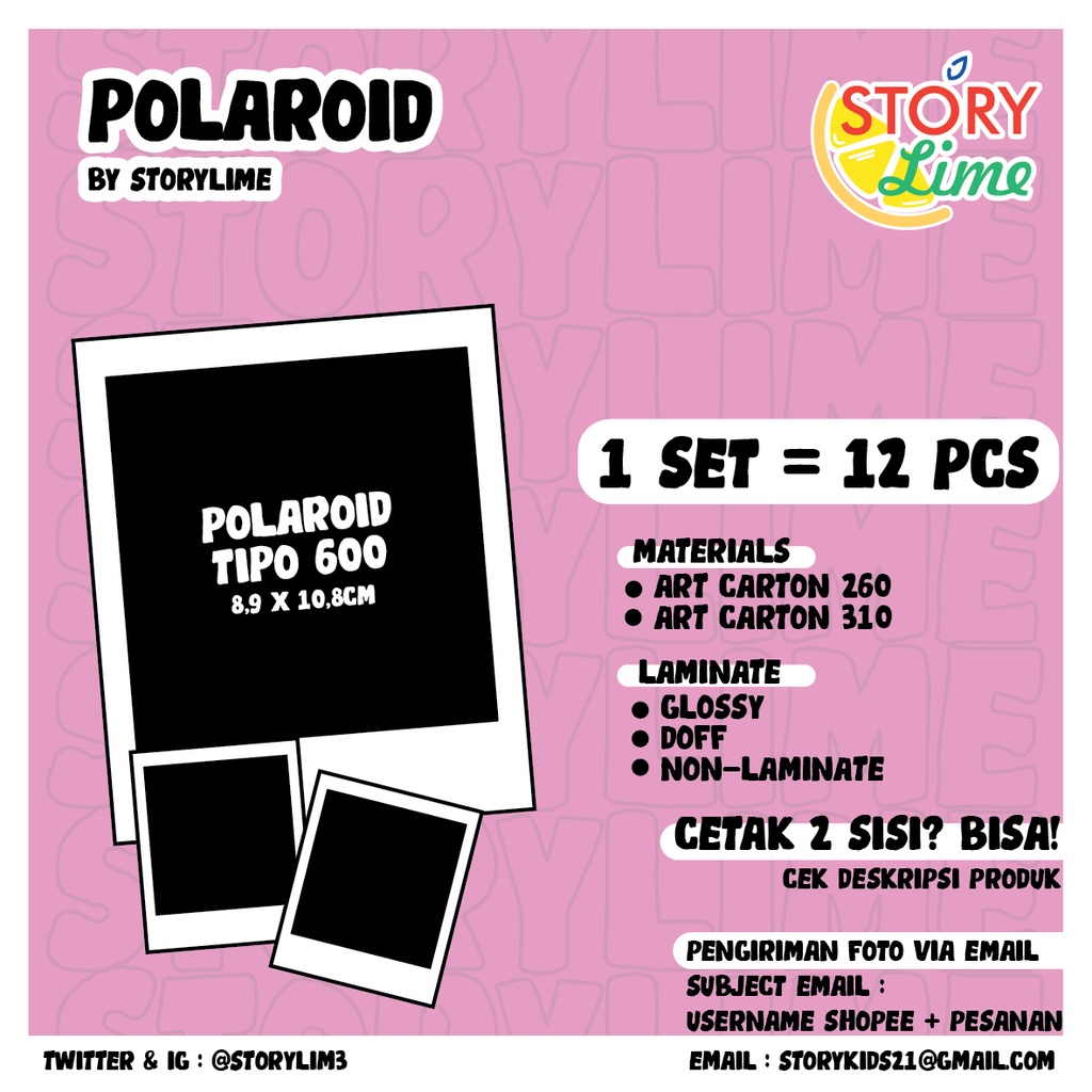 Cetak Foto Ala Polaroid (Mini, Square, Wide, Tipo 600) (HARGA PER SET, LEBIH MURAH)